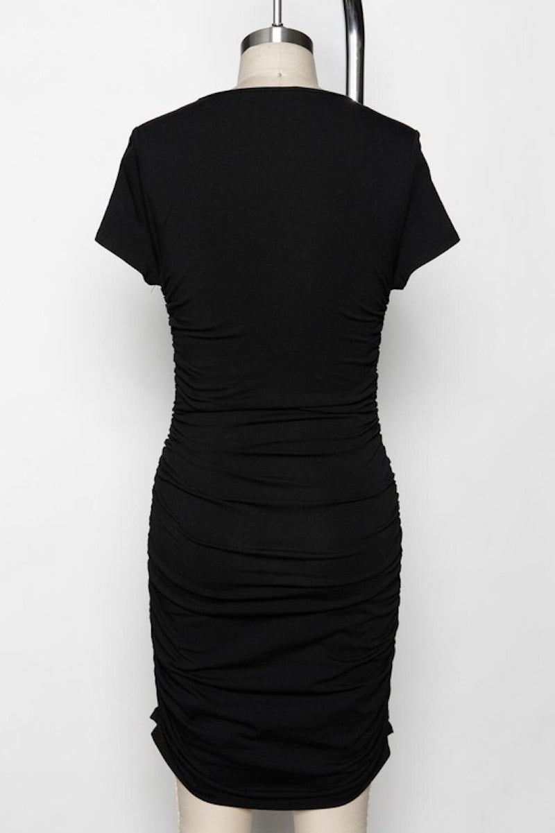 Black Scrunched Side Dress Small