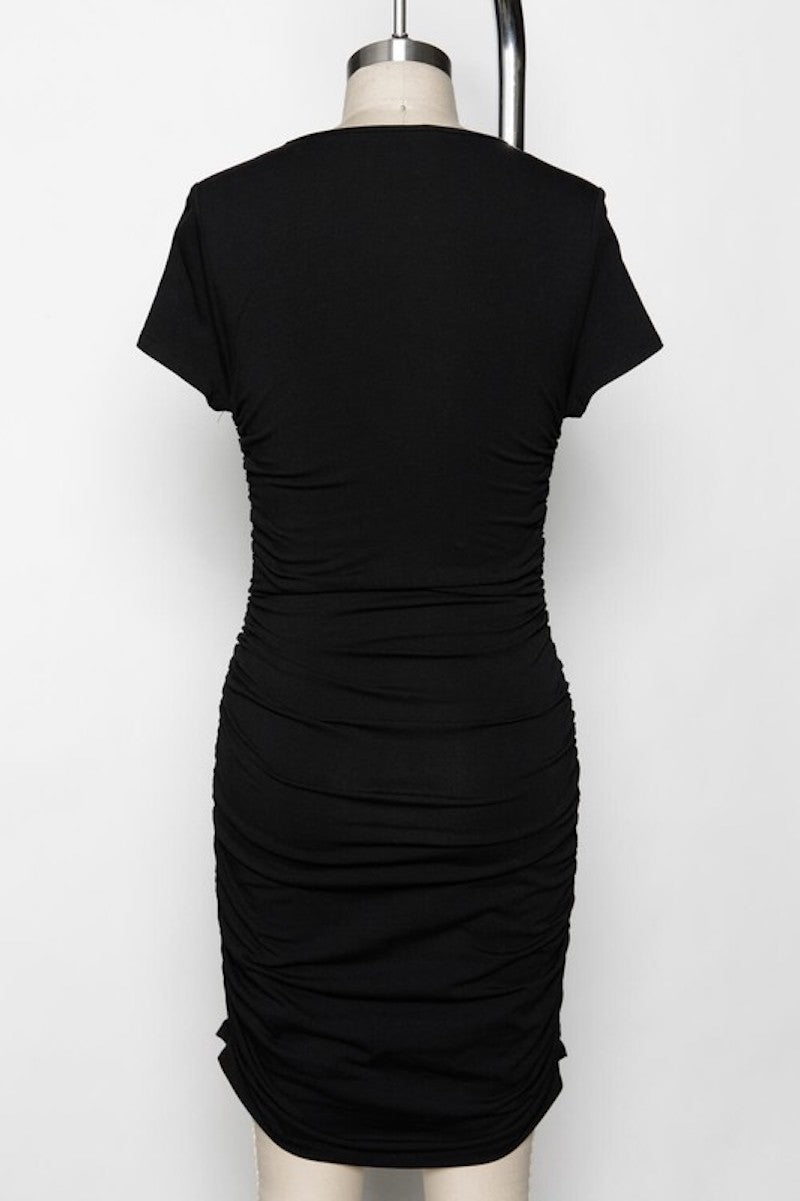 Black Scrunched Side Dress