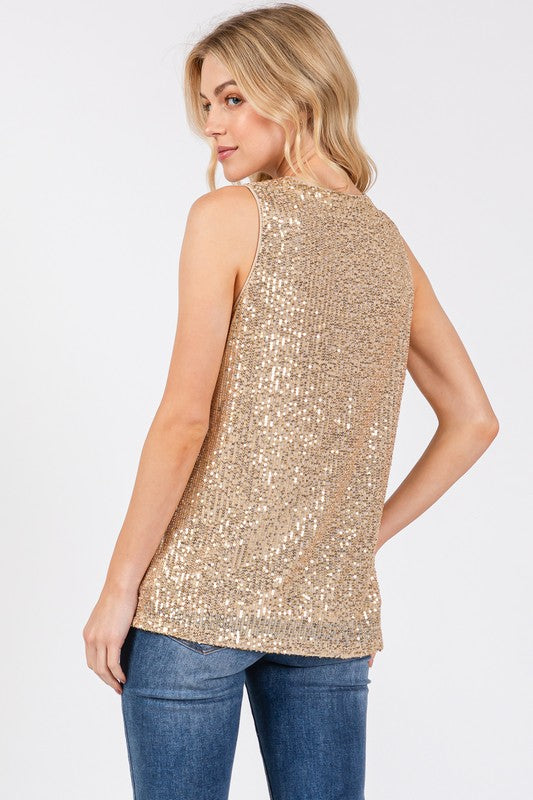 Champagne Sequin Top