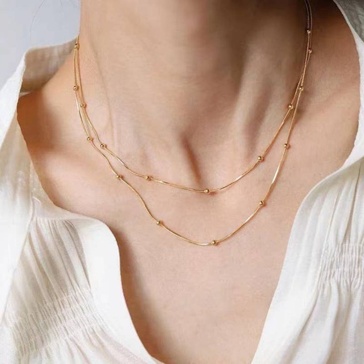 18K STAINLESS STEEL TARNISH FREE LAYERED NECKLACE | 40NK9684