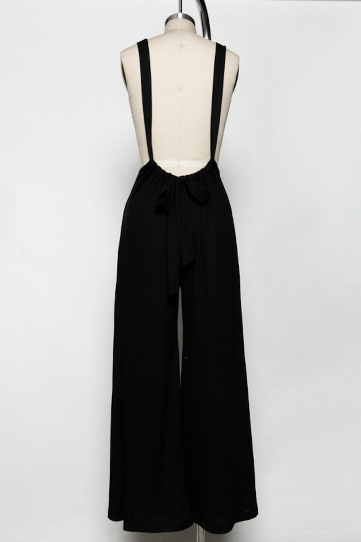 Black knit suspender Jumpsuit