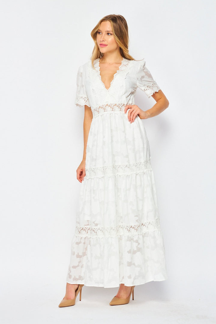 Graceful Lace Tiered Maxi