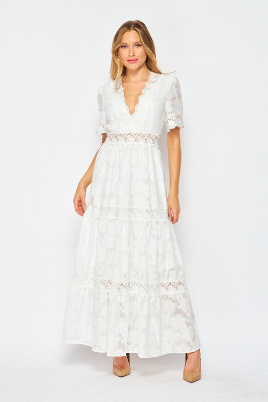 Graceful Lace Tiered Maxi