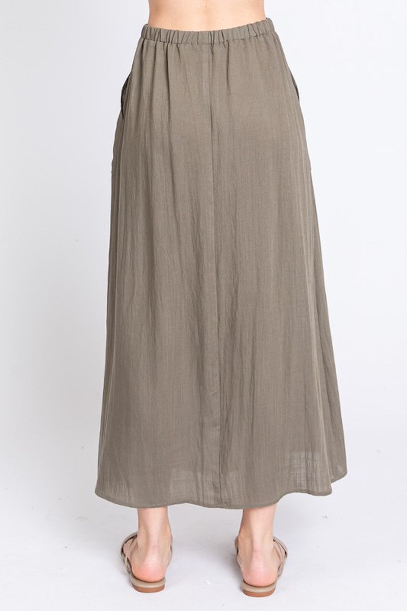 Olive pocket maxi skirt