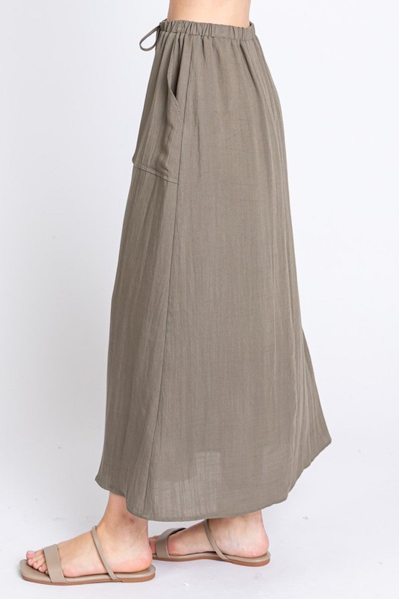 Olive pocket maxi skirt