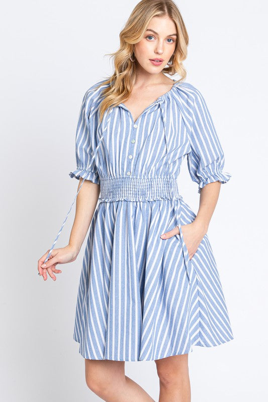 Bluebell Stripe Smocked Dress