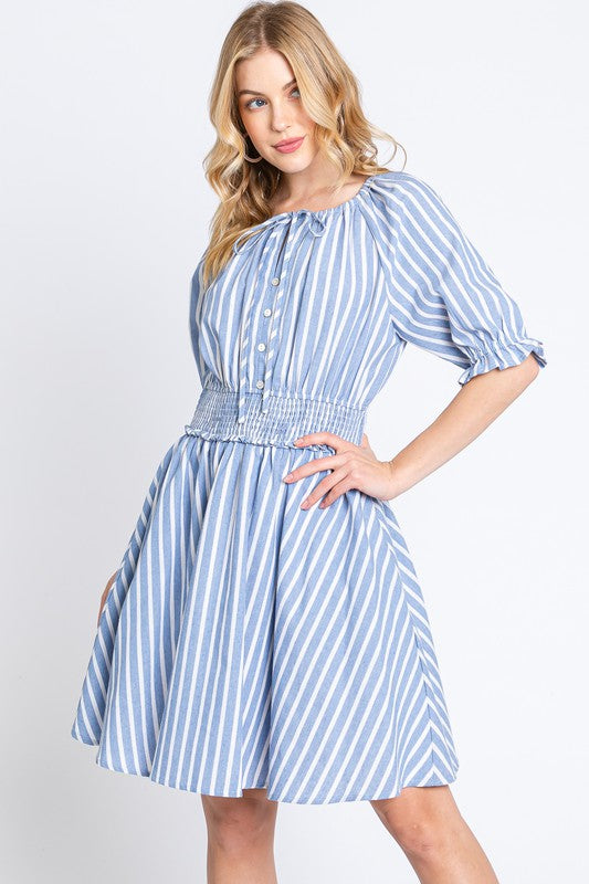 Bluebell Stripe Smocked Dress