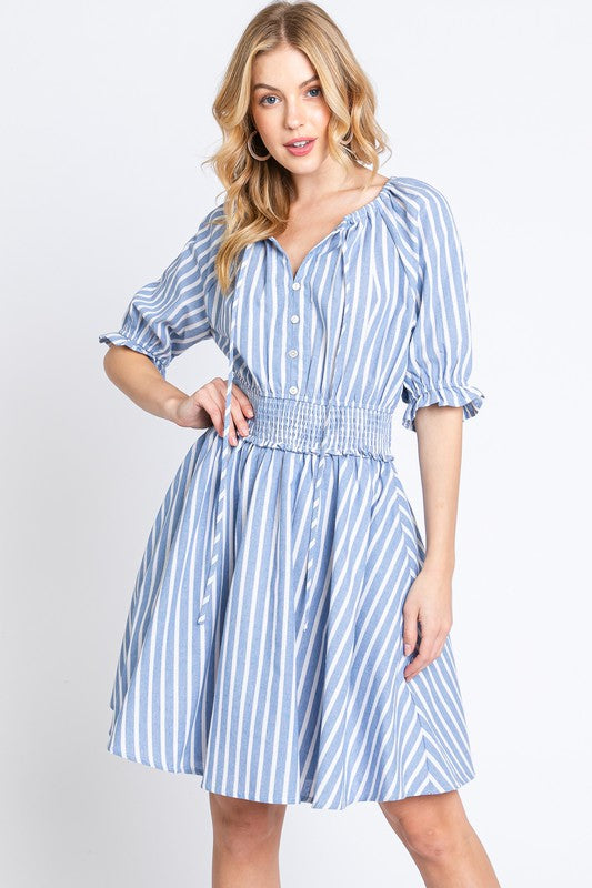Bluebell Stripe Smocked Dress
