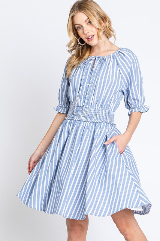 Bluebell Stripe Smocked Dress