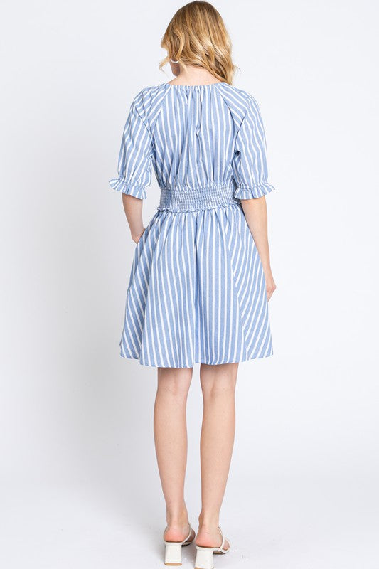 Bluebell Stripe Smocked Dress