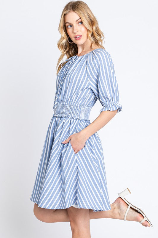 Bluebell Stripe Smocked Dress