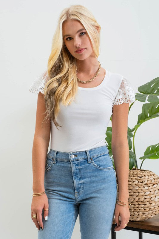 White lace sleeve top