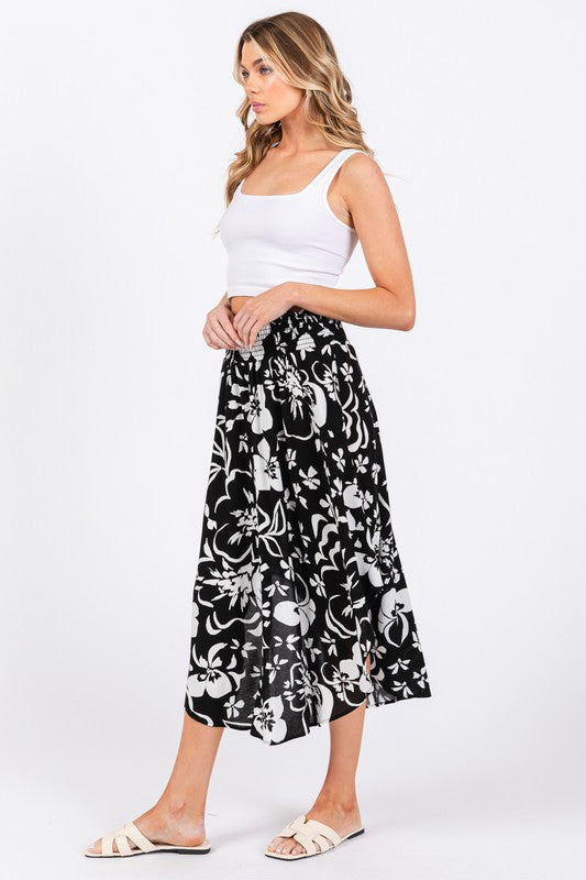 Black & White Tropical Skirt