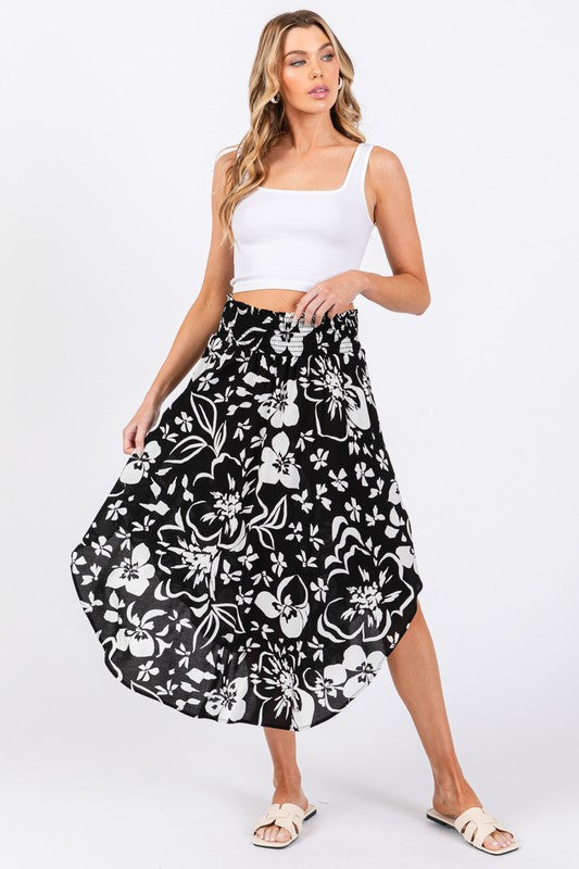 Black & White Tropical Skirt