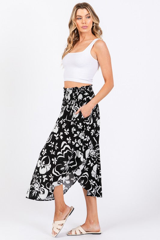 Black & White Tropical Skirt