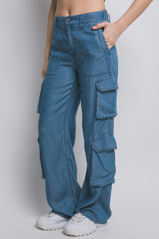 Chambray Cargo Pants