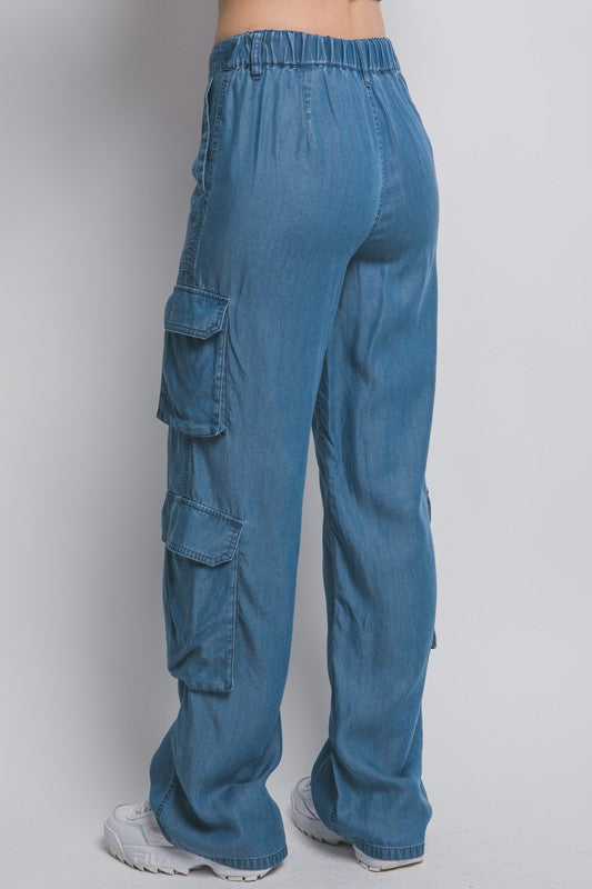 Chambray Cargo Pants