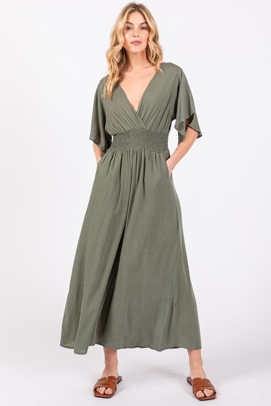 Olive Flowy Jumpsuit