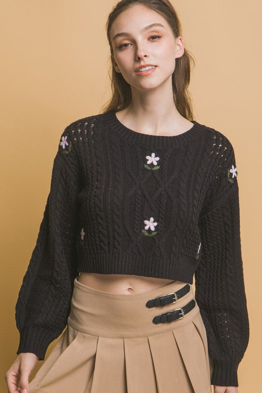 Black floral sweater