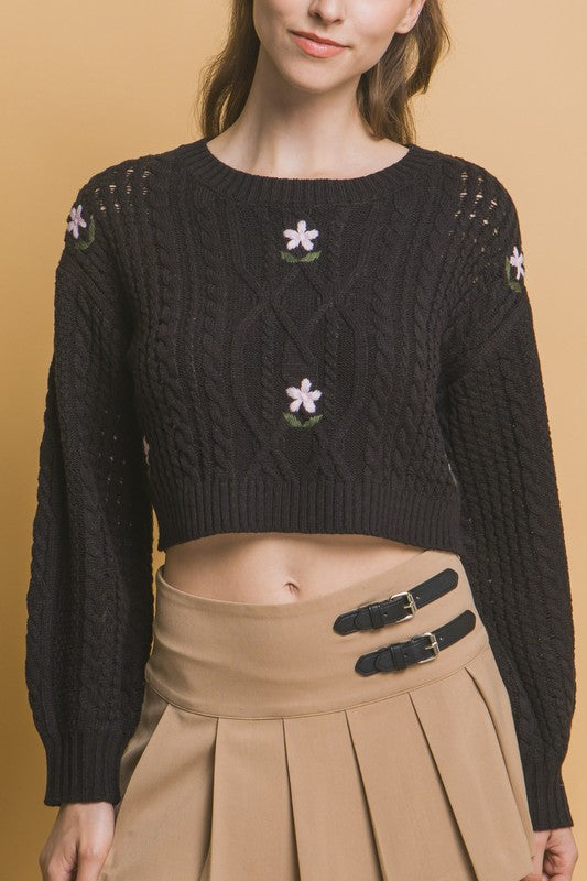 Black floral sweater