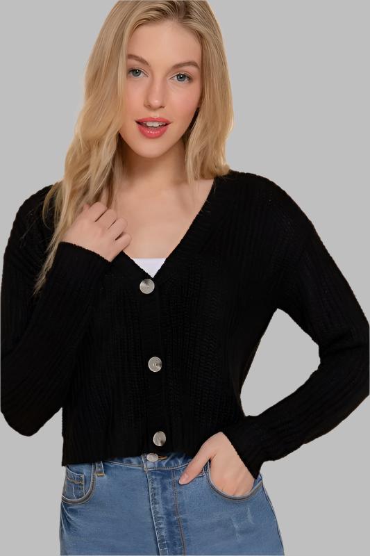 Black v-neck cardigan