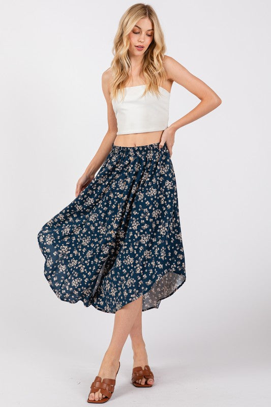 Teal Floral Skirt