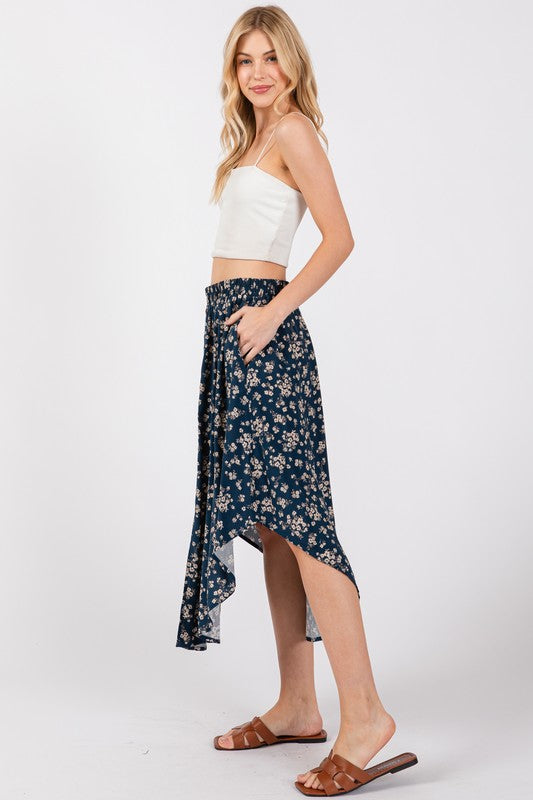 Teal Floral Skirt