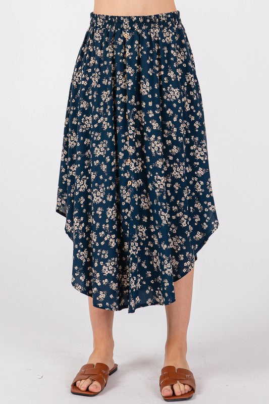 Teal Floral Skirt