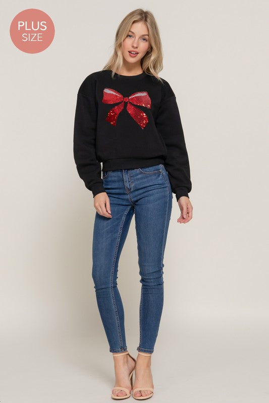 SEQUIN BOW SWEATSHIRT