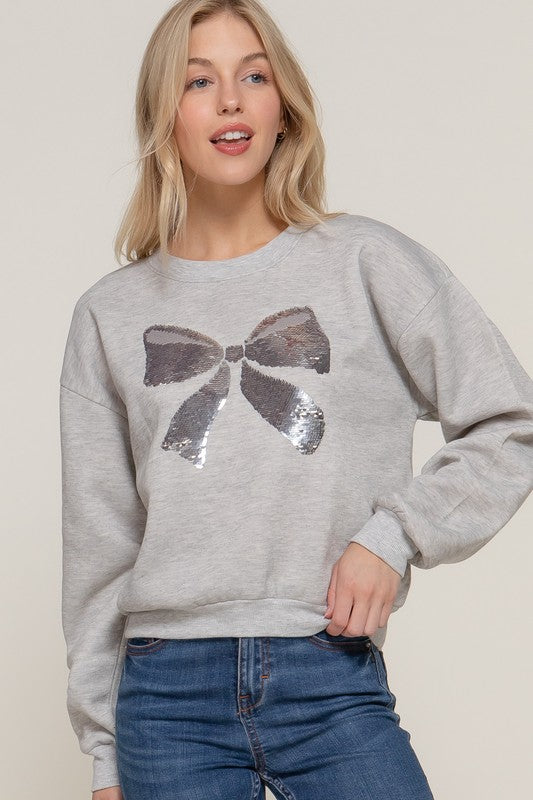 SEQUIN BOW SWEATSHIRT