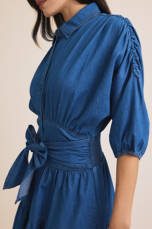 Denim Tiered Dress