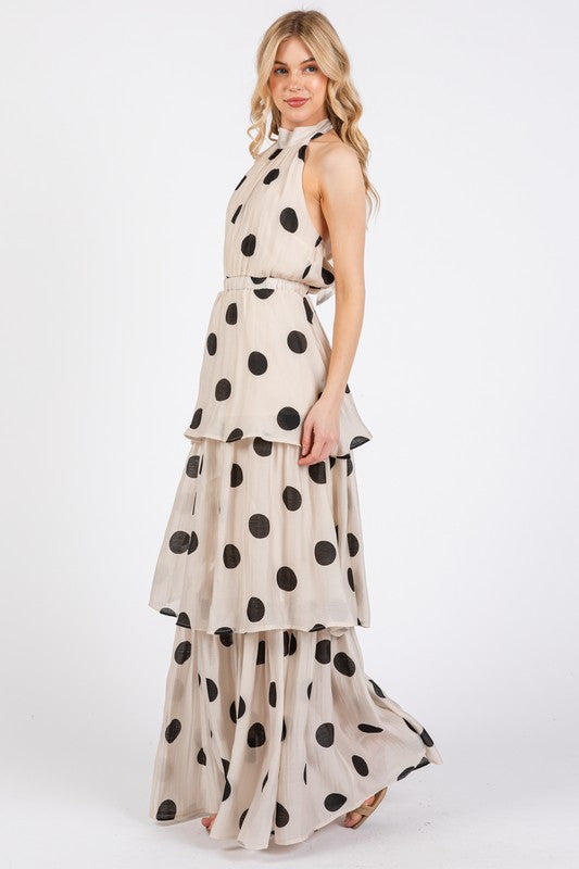 Polka Dot Tiered Maxi Dress