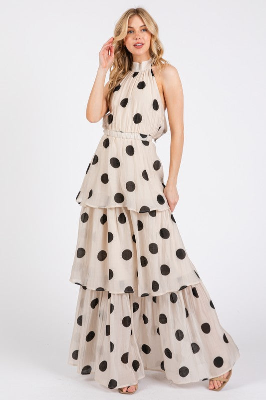 Polka Dot Tiered Maxi Dress