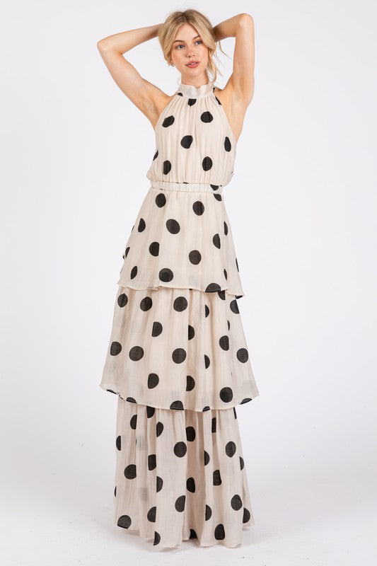 Polka Dot Tiered Maxi Dress