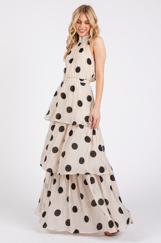 Polka Dot Tiered Maxi Dress