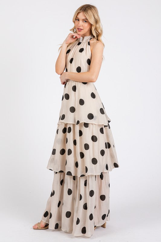 Polka Dot Tiered Maxi Dress