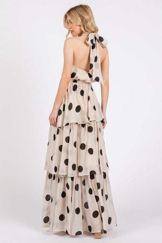 Polka Dot Tiered Maxi Dress