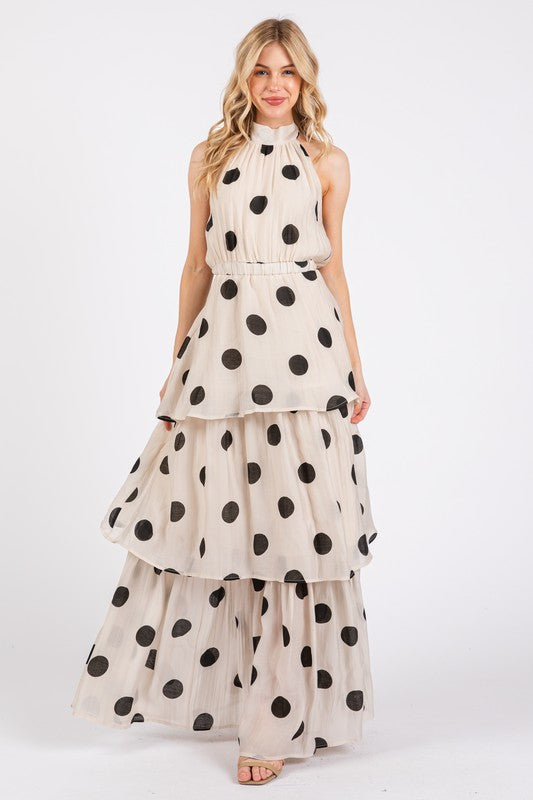 Polka Dot Tiered Maxi Dress