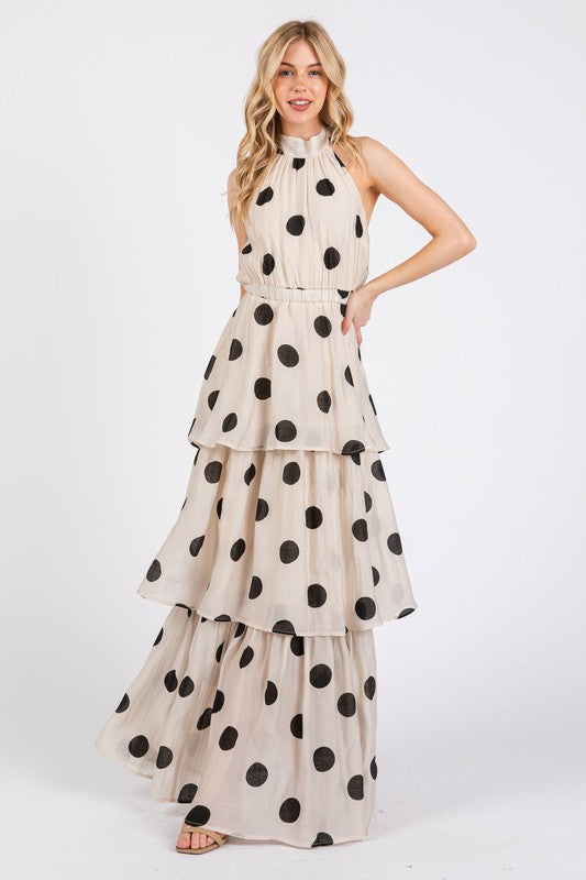 Polka Dot Tiered Maxi Dress