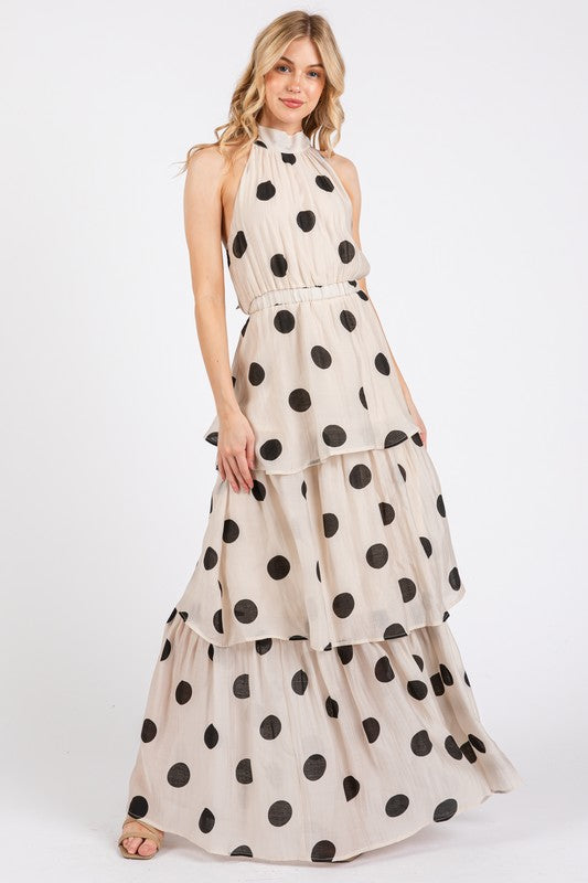 Polka Dot Tiered Maxi Dress