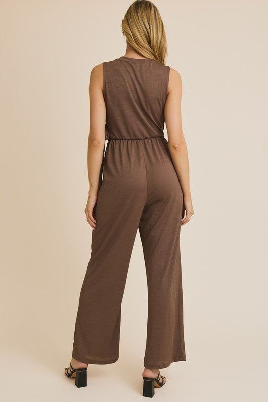 Mocha Wrap Jumpsuit