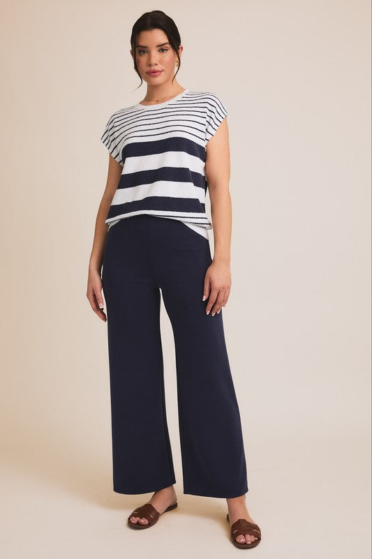 Navy Striped Knit Top