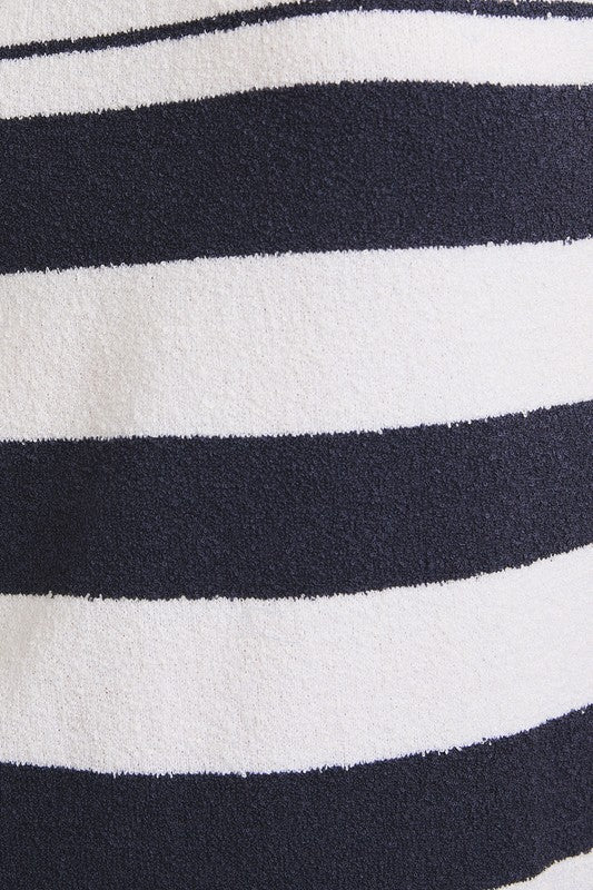 Navy Striped Knit Top