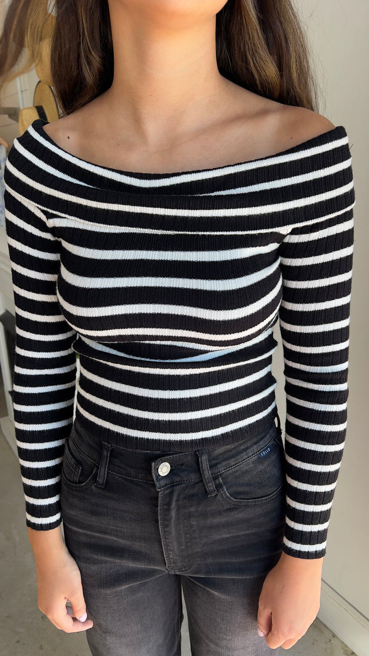 Stripe off shoulder top