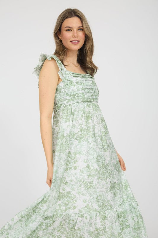 Willow Green Floral Maxi Dress