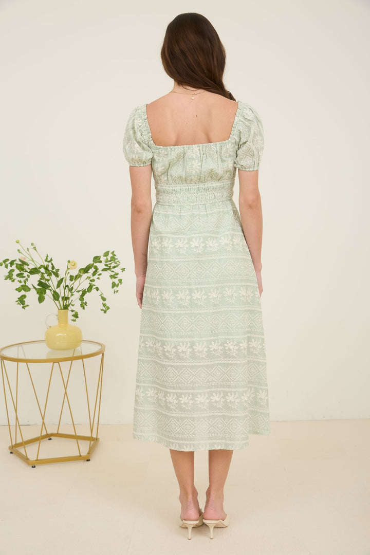 Sage Meadow Embroidered Midi Dress