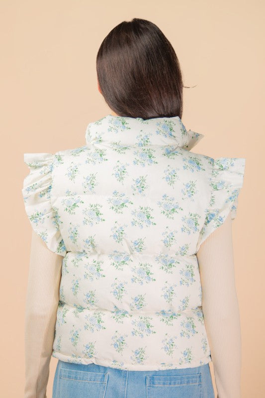 Ruffle Floral Vest