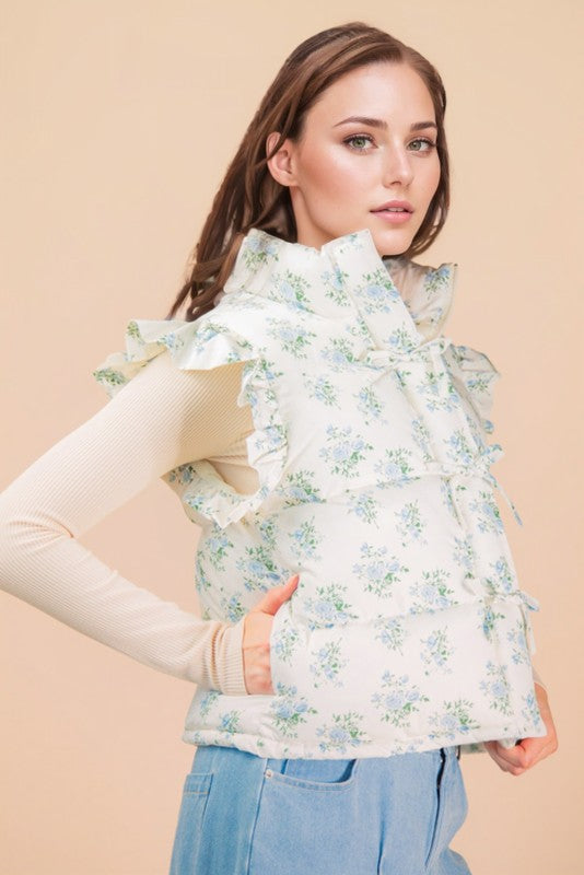 Ruffle Floral Vest