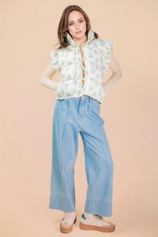 Ruffle Floral Vest