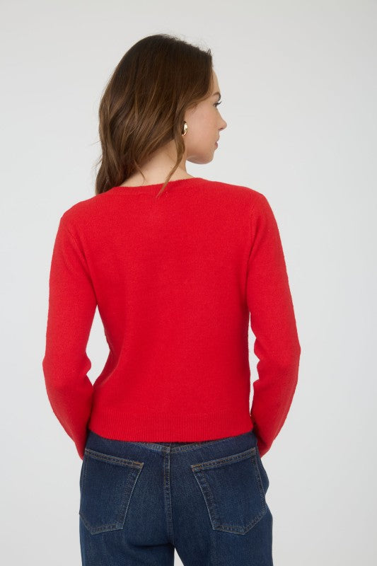 Knit Cardigan in Cherry Crush